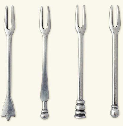 Assorted Olive Cocktail Forks, set of 4