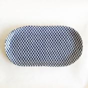 Large fish platter dot cobalt