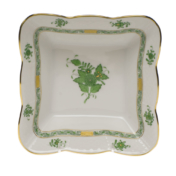 Chinese Bouquet Green Square Dish 6.75"L X 2.5"H