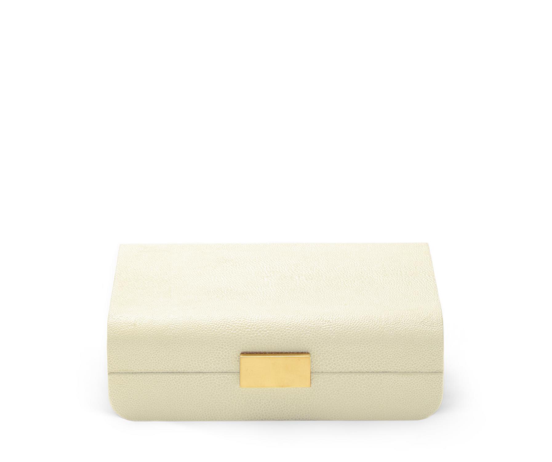 Modern Shagreen Small Box, Cream - Elizabeth Bruns, Inc.