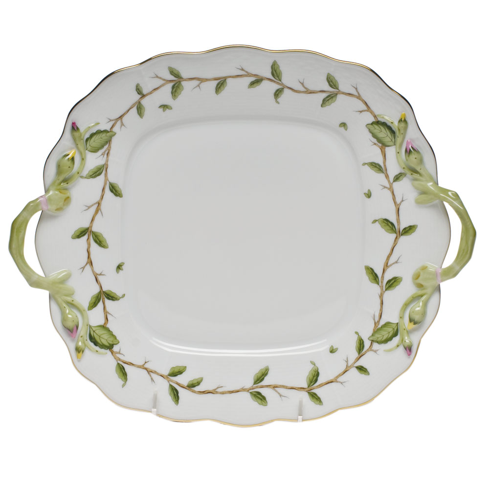 Rothschild Garden 9" Square Cake Plate With Handles Elizabeth Bruns, Inc.