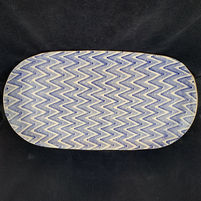Terrafirma Ceramics Large Fish Platter Chevron Cobalt