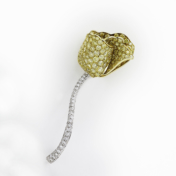 Yellow Diamond Flower Pin